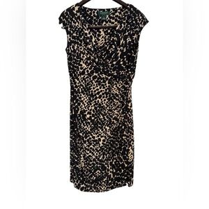 Ralph Lauren leopard print Black and Tan Dress Size 6 RN#41381